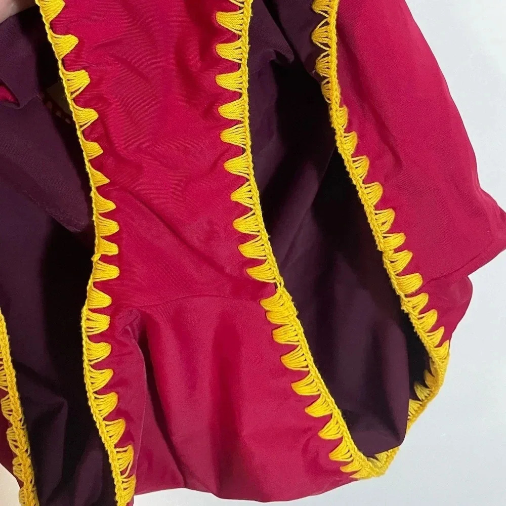 Jessica Simpson Reversible Embroidered Edge Monokini Purple/Deep Red - Picture 8 of 16